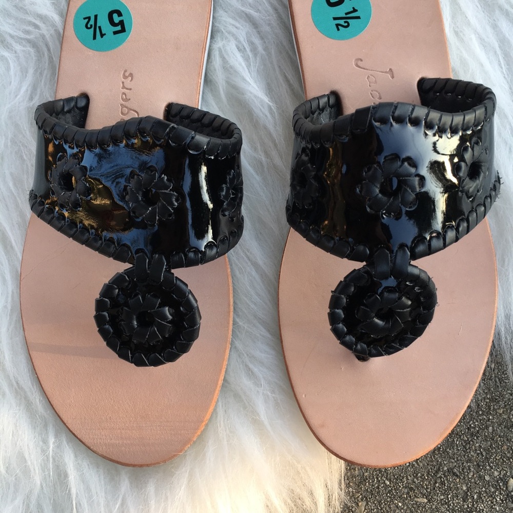Jack Rogers Black Patent Leather Boating Sandals - Picture 5 of 7